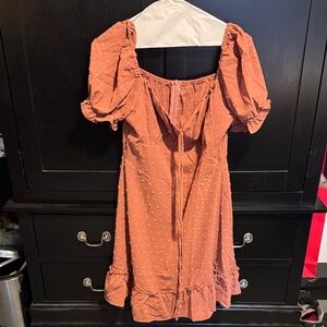 Rust Puff Sleeve Dress